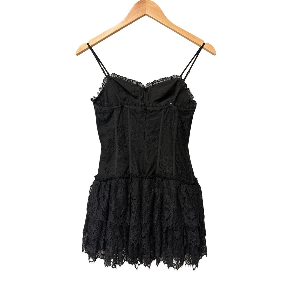 LoveShackFancy Carlene Lace Bustier Corset Black Mini Dress Women 2 Femenine EUC - Picture 5 of 8
